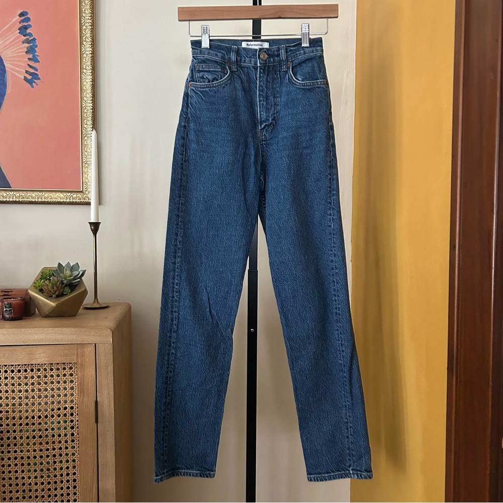 Reformation Liza Ultra High Rise Straight Jeans‎ Organic Cotton Denim Size 23